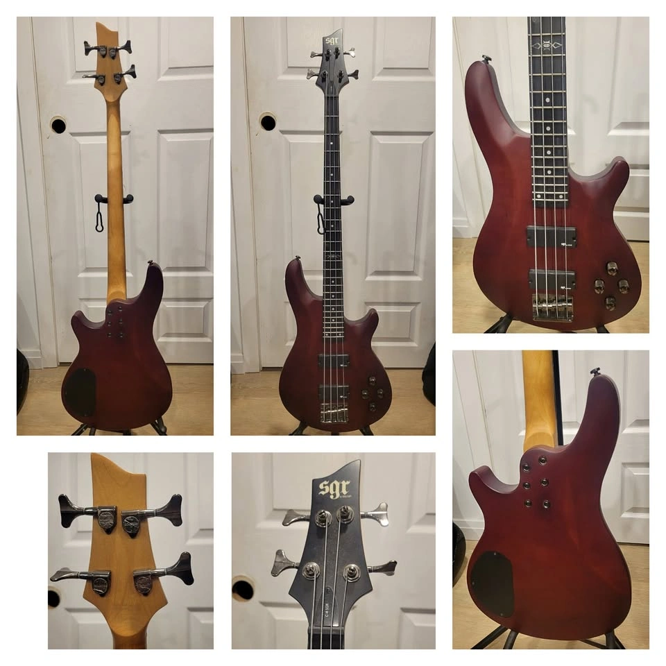 $500 Schecter Omen-4 Electric Bass Guitar - Satin Walnut