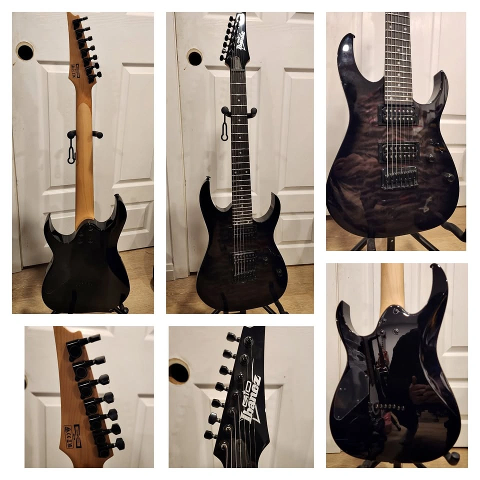 $500 Ibanez Gio GRG7221QA 7-String Electric Guitar – Transparent