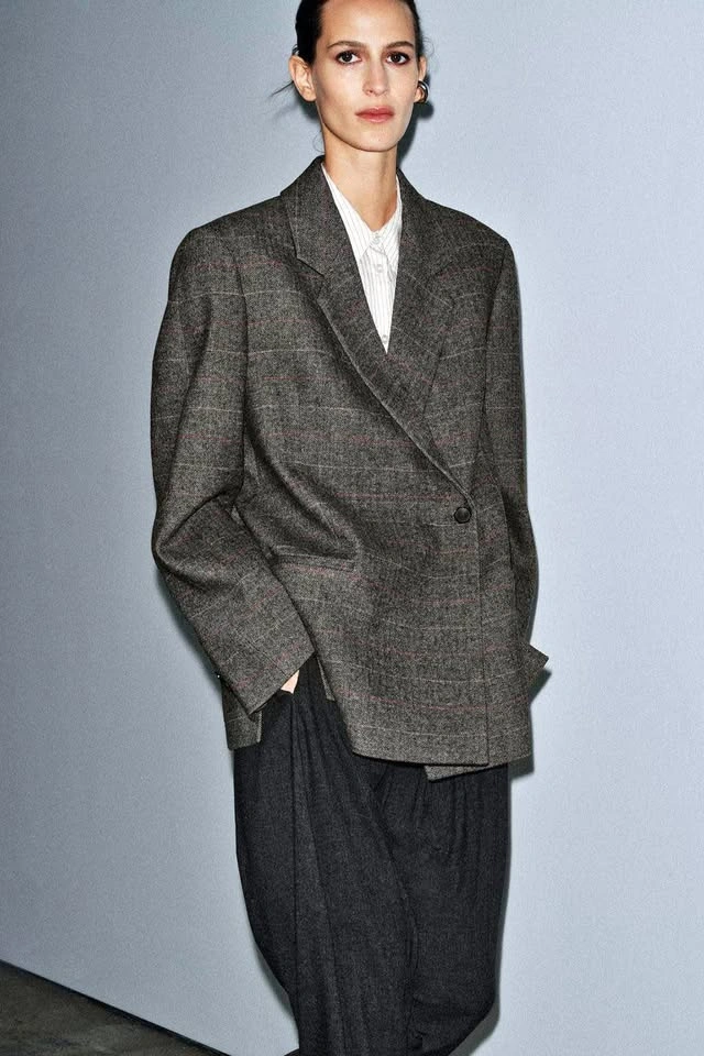 New ZARA Check Blazer with Wool - Size M/L