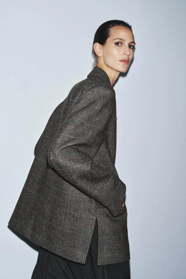 New ZARA Check Blazer with Wool - Size M/L - photo 3