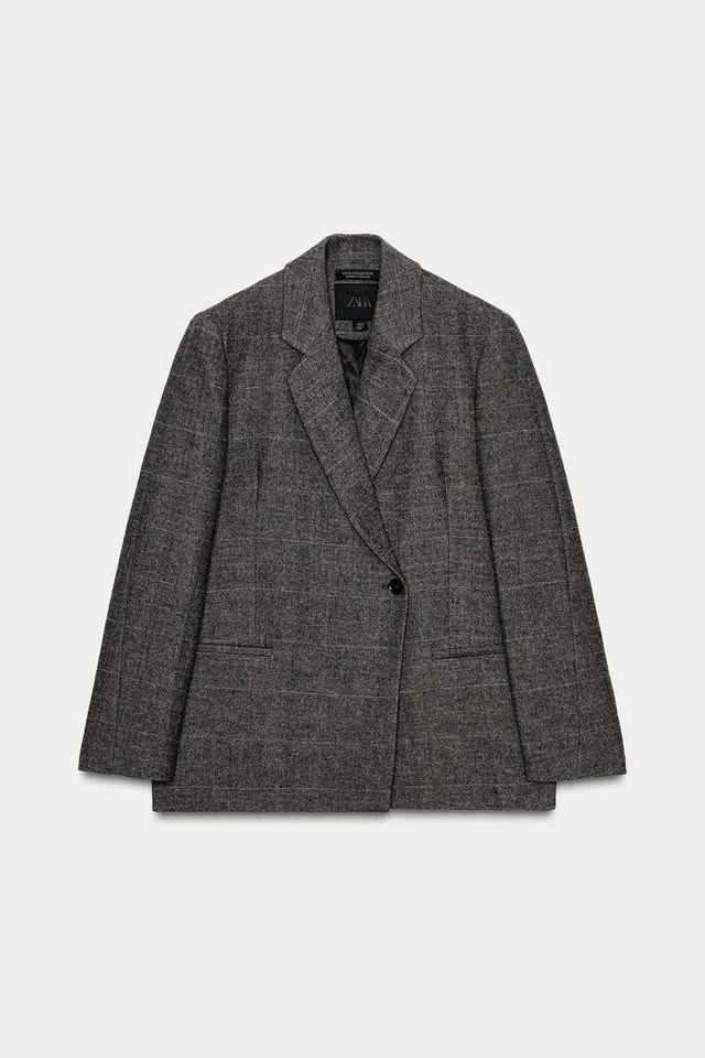 New ZARA Check Blazer with Wool - Size M/L - photo 5
