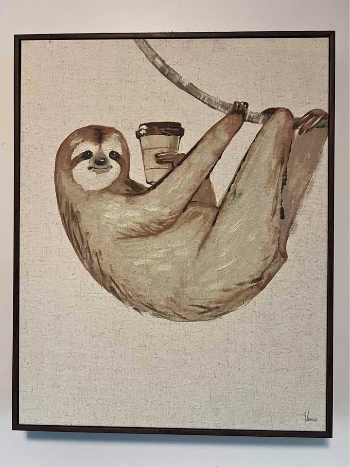 Sloth Coffee Framed Painting Print