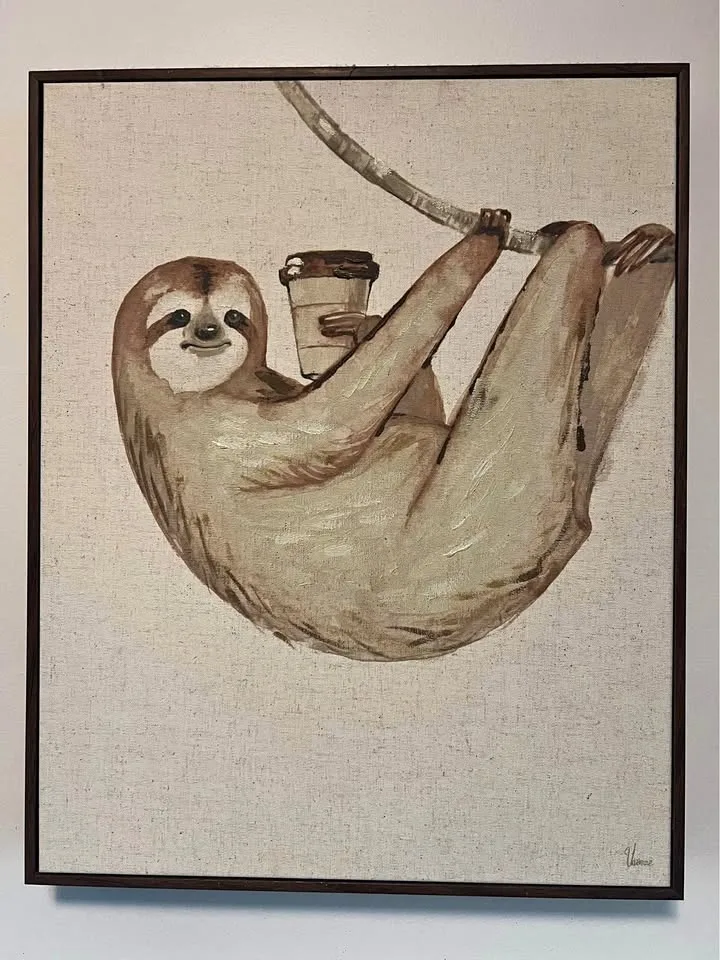 Sloth Coffee Framed Painting Print thumbnail