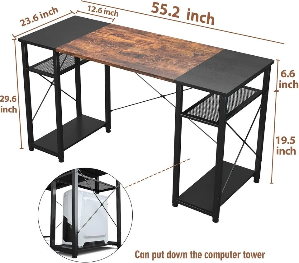 Foxemart 55" Computer Desk with Storage Shelves - photo 2
