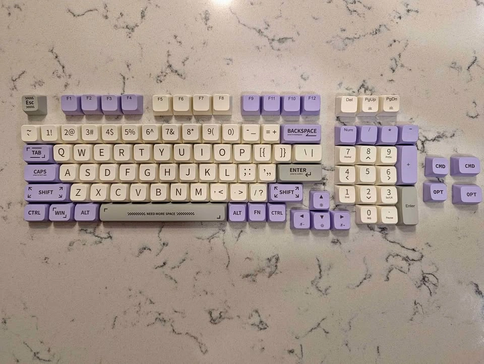 Purple and White Mechanical Keyboard Keycap Set