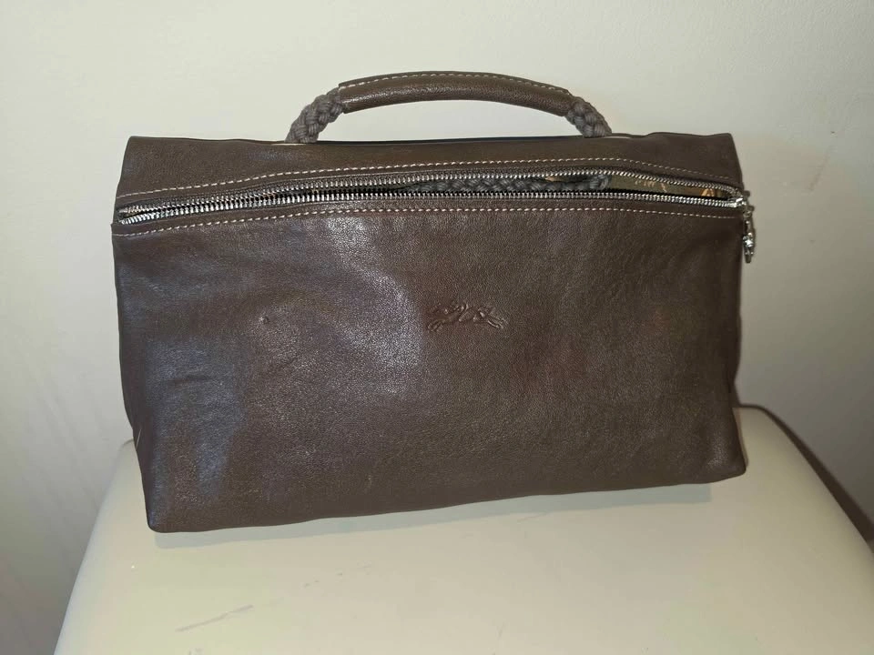 Longchamp Brown Leather Top Handle Pouch Bag - photo 3
