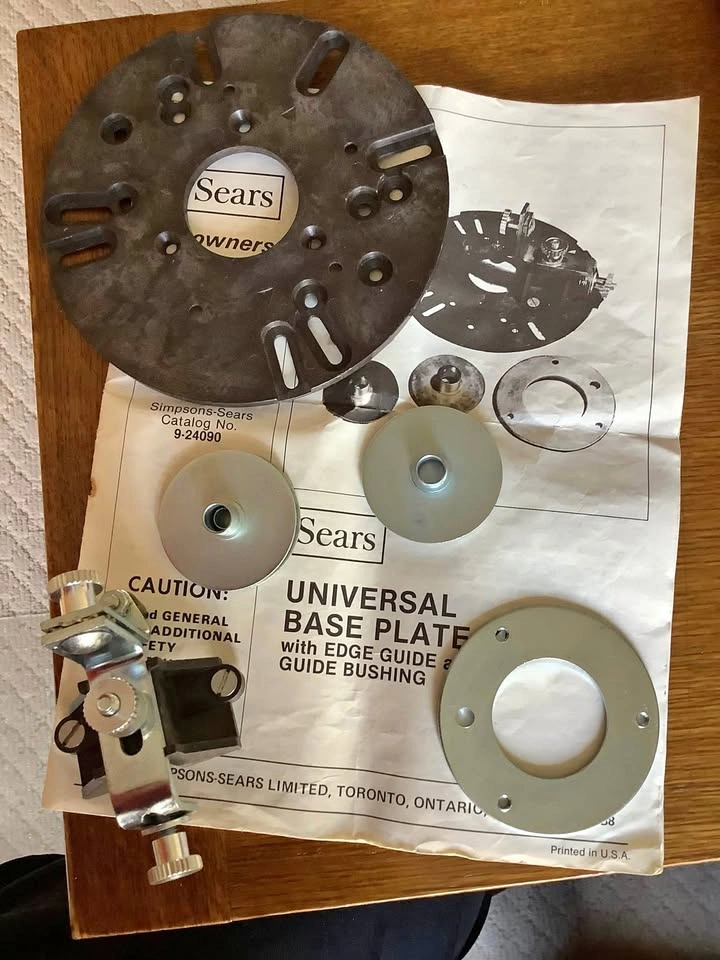 Vintage Sears Router Universal Base Plate Kit With Manual