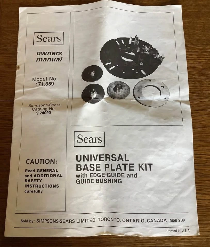 Vintage Sears Router Universal Base Plate Kit With Manual - photo 2