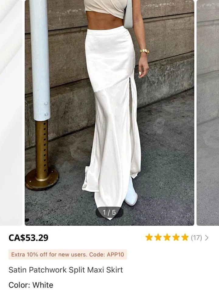 Satin White Split Maxi Skirt