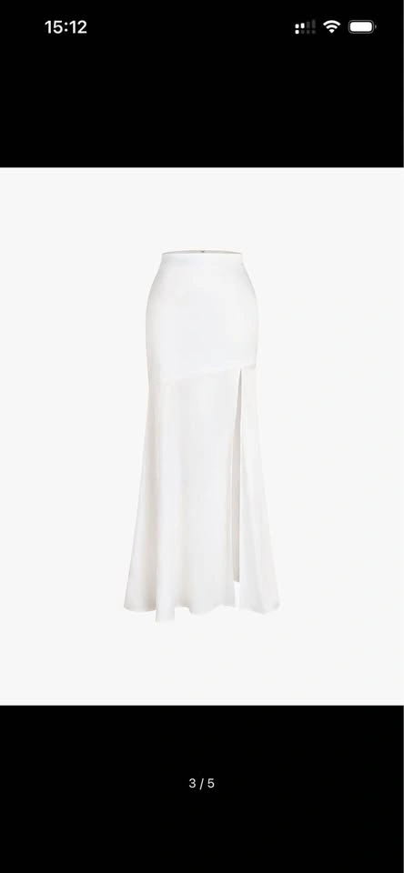 Satin White Split Maxi Skirt - photo 4