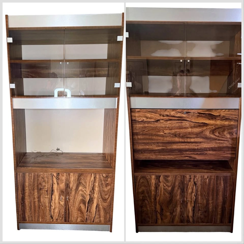 Mid Century Modern Walnut Display Cabinets