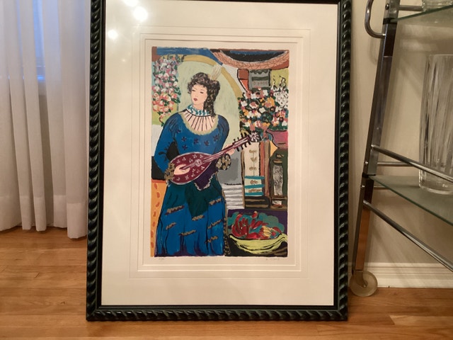 Vintage Framed Serigraph Print by Bracha Guy
