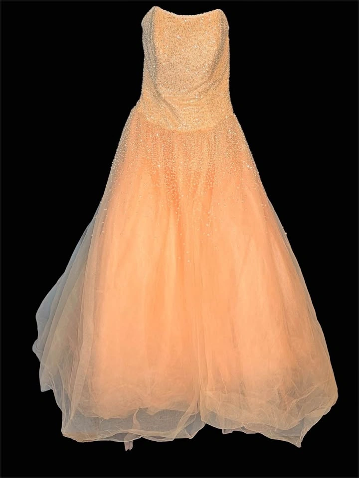 Tiffany Designs Beaded Strapless Ball Gown Prom Dress - Blush Pi