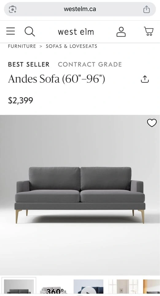 West Elm Sofa ($200 OBO) - photo 2