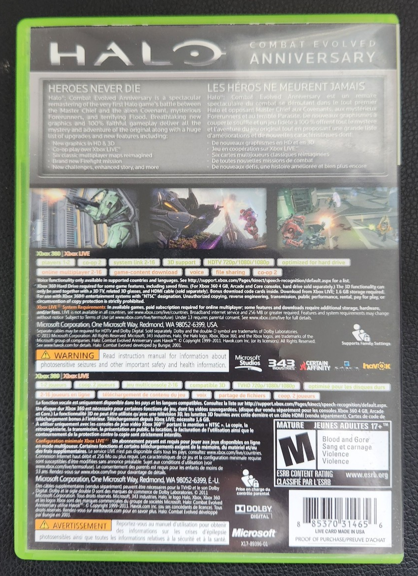 Halo Combat Evolved Anniversary Edition Xbox 360 CIB Tested - photo 2