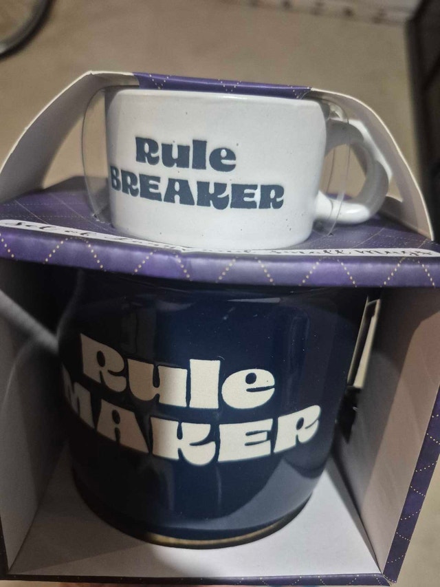 Rule Maker & Rule Breaker Mugs - Adult & Kid Size