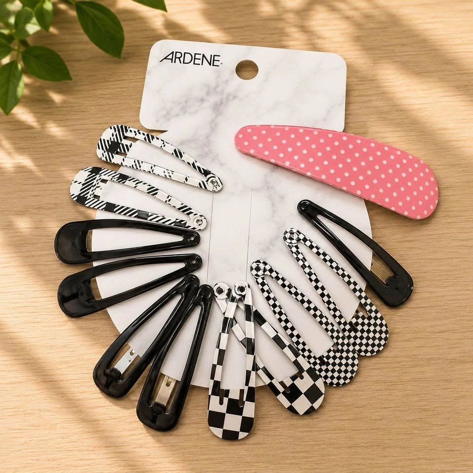 Ardene Hair Pins Bundle – 5 Sets + 2 Separate Patterned Snap Hai