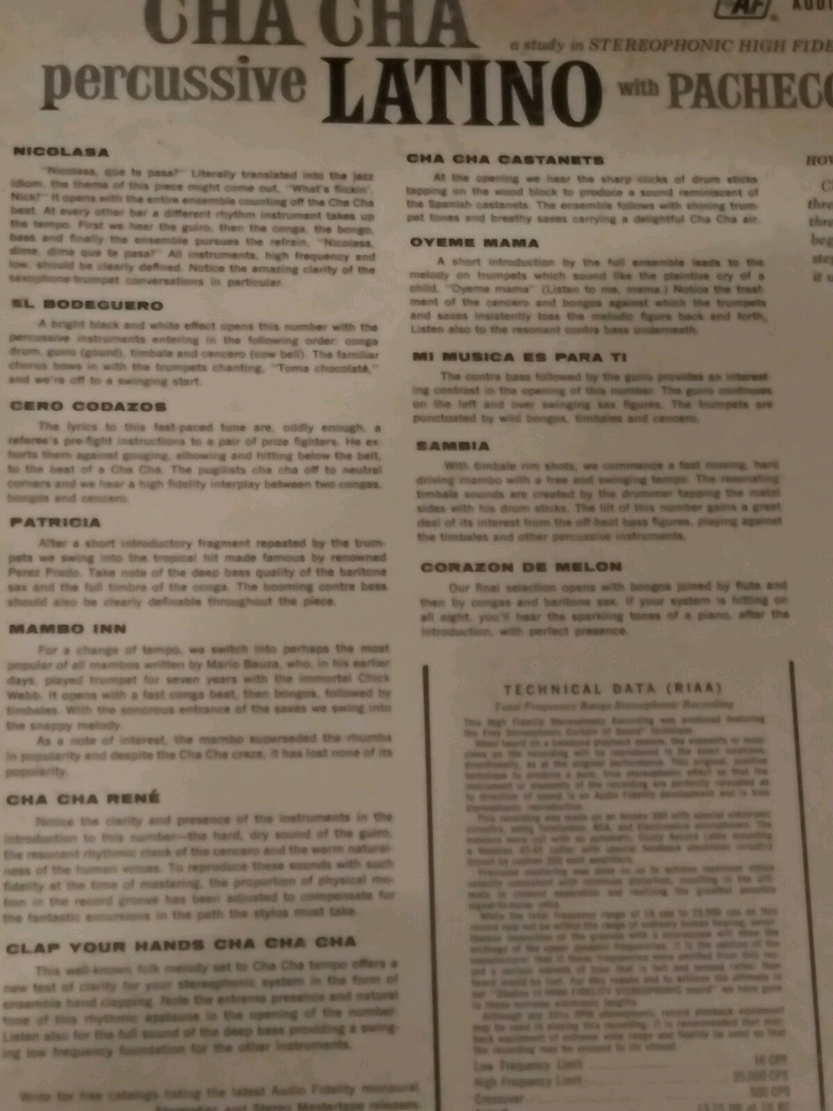 Cha Cha Percussive Latino W/Pacheco *Relive Music Of The Old Wor - photo 4