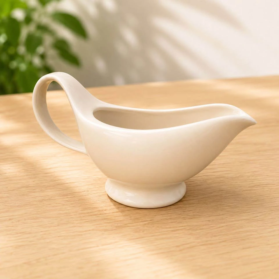 White Ceramic Gravy Bowl / Sauce Serving Dish