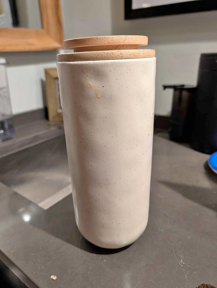 Anthropologie Ceramic Beige Canister