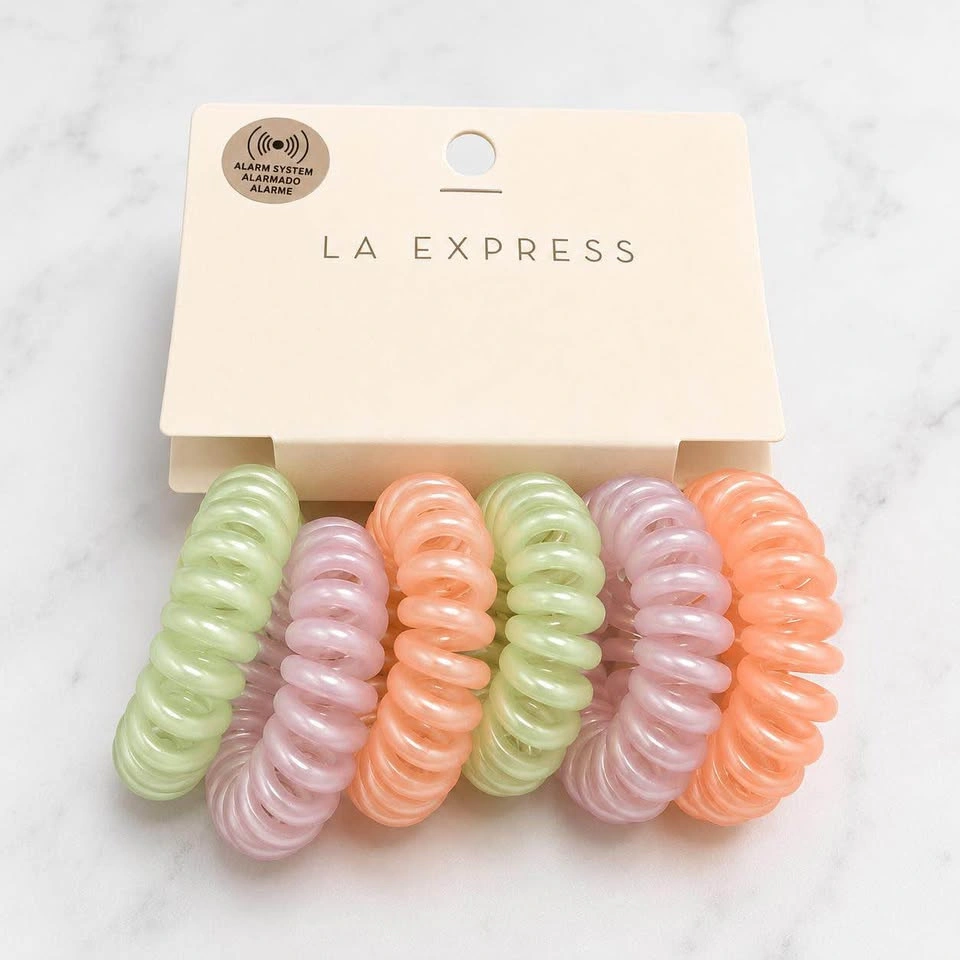 L.A. Express Pastel Spiral Hair Ties - Gentle No-Damage