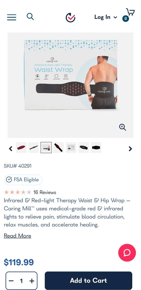 CARING MILL Infrared and Red Light Therapy Waist/Hip Wrap - photo 4