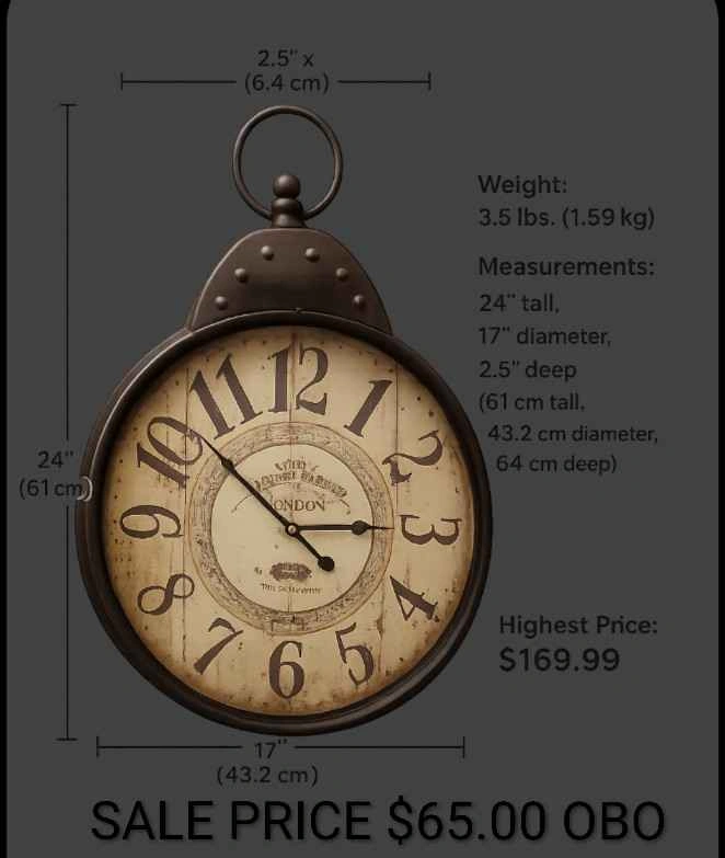 Large Stop Watch Looking Clock - photo 4