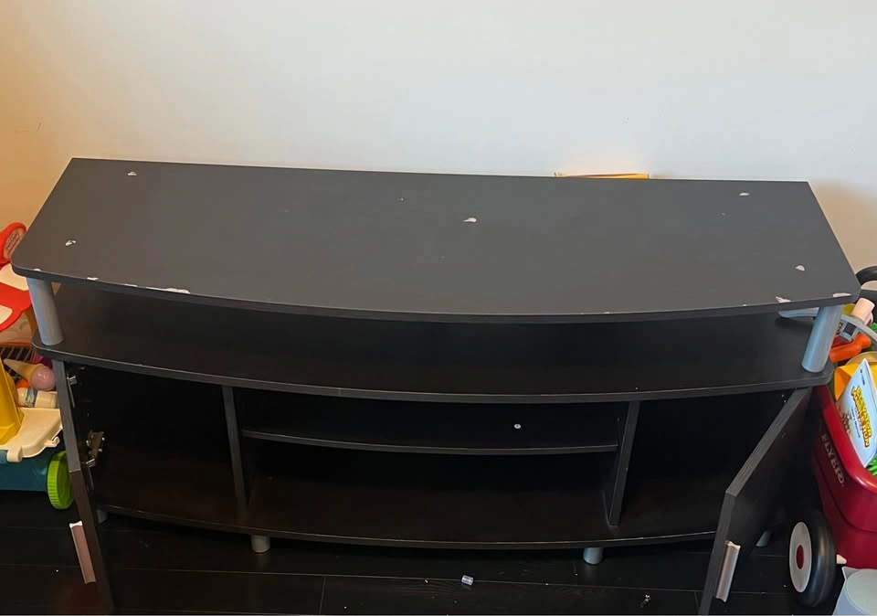 Black Curved TV Stand with Storage - photo 2