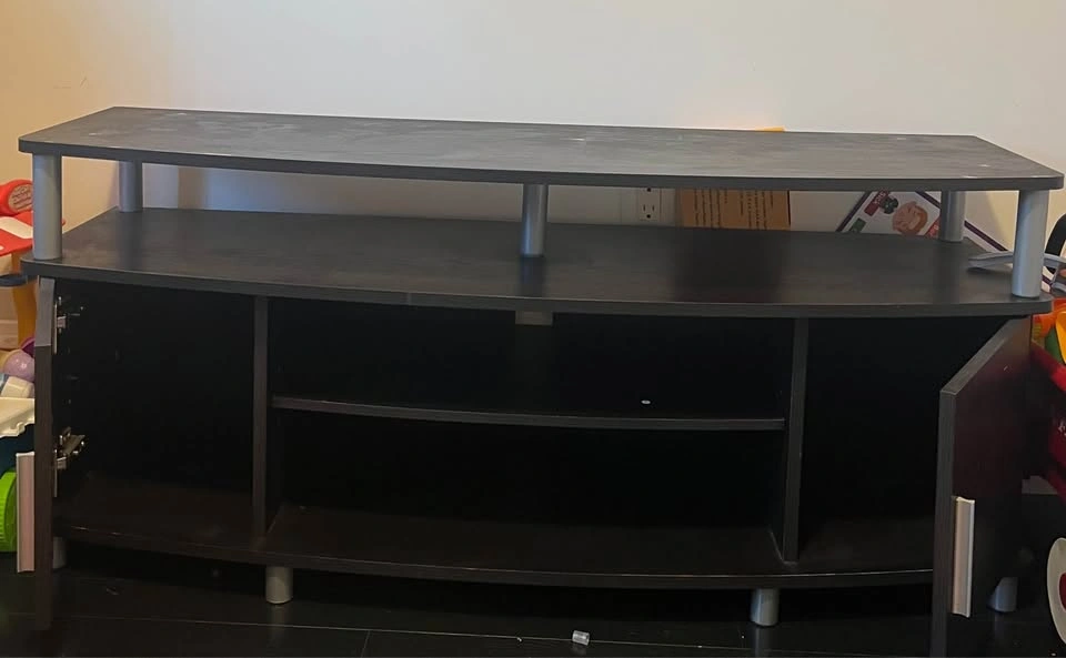 Black Curved TV Stand with Storage - photo 3