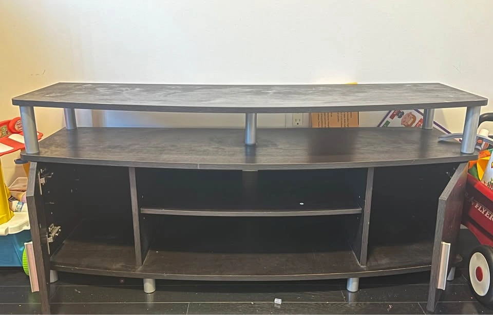 Black Curved TV Stand with Storage - photo 4