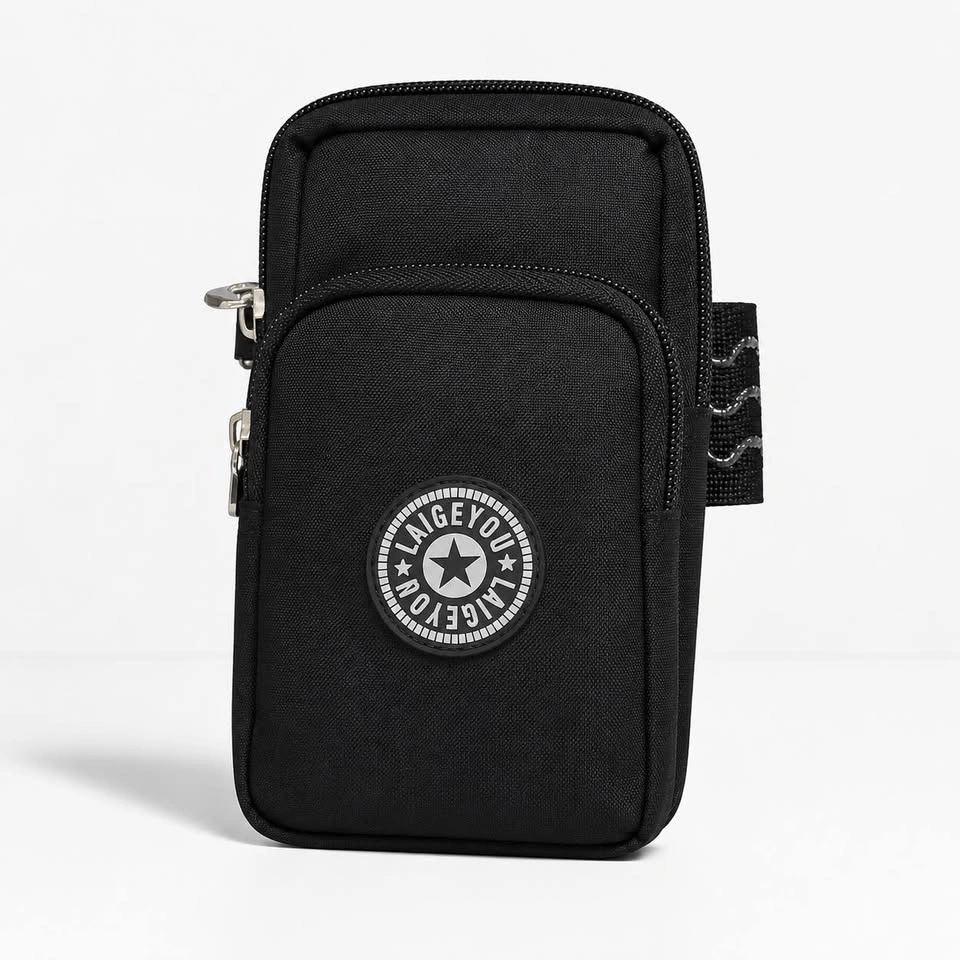 Gym Compact Black Utility Pouch with Bottle Strap