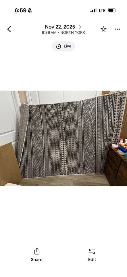 Large Area Rug – Black & Cream Geometric