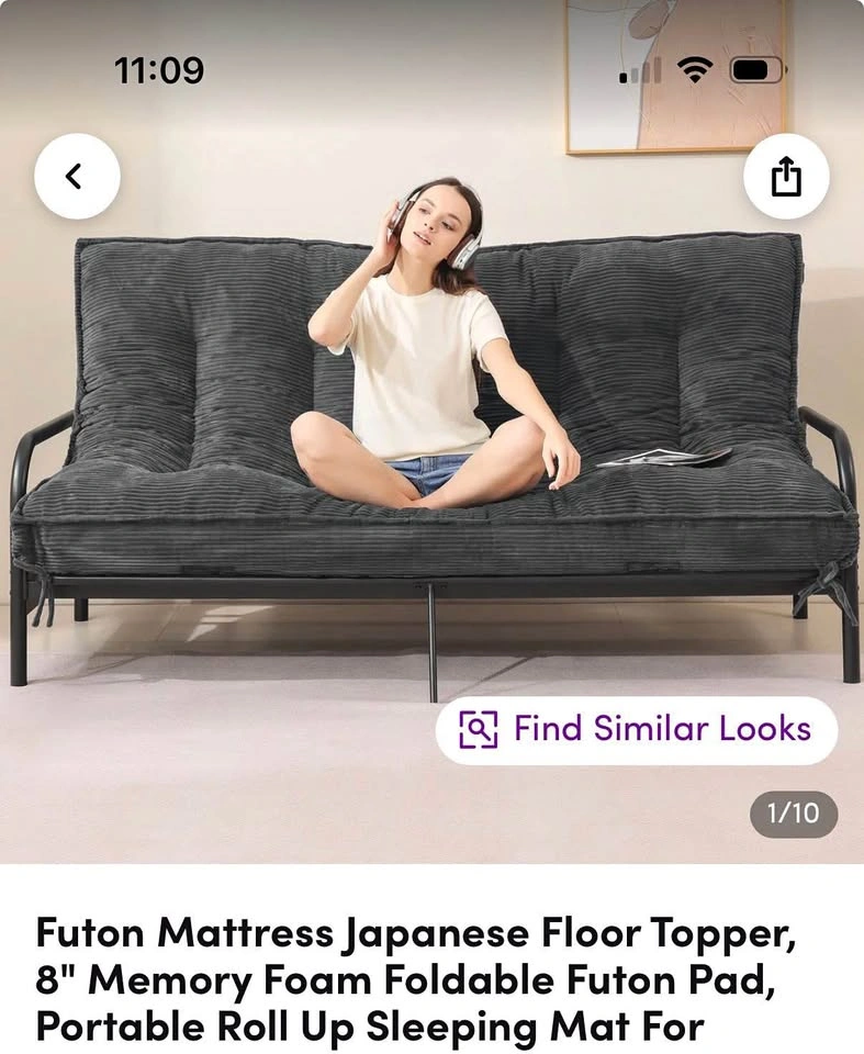 Futon Mattress Japanese Floor Topper, 8" Memory Foam Foldable Fu