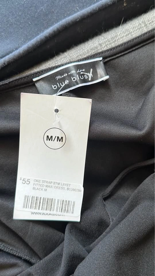 Black Dress Size M, Maxi Length, One Shoulder, High Slit, BNWT - photo 5