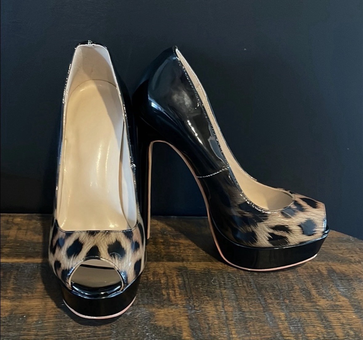 Leopard Print Patent Leather Heels - Size 6.5 US / 37 - photo 2