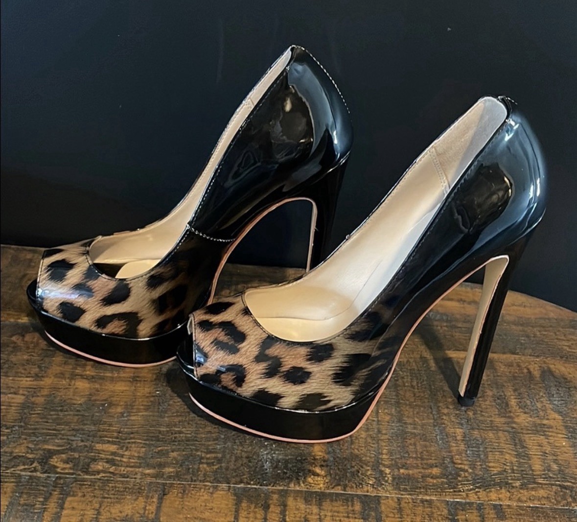 Leopard Print Patent Leather Heels - Size 6.5 US / 37 - photo 3