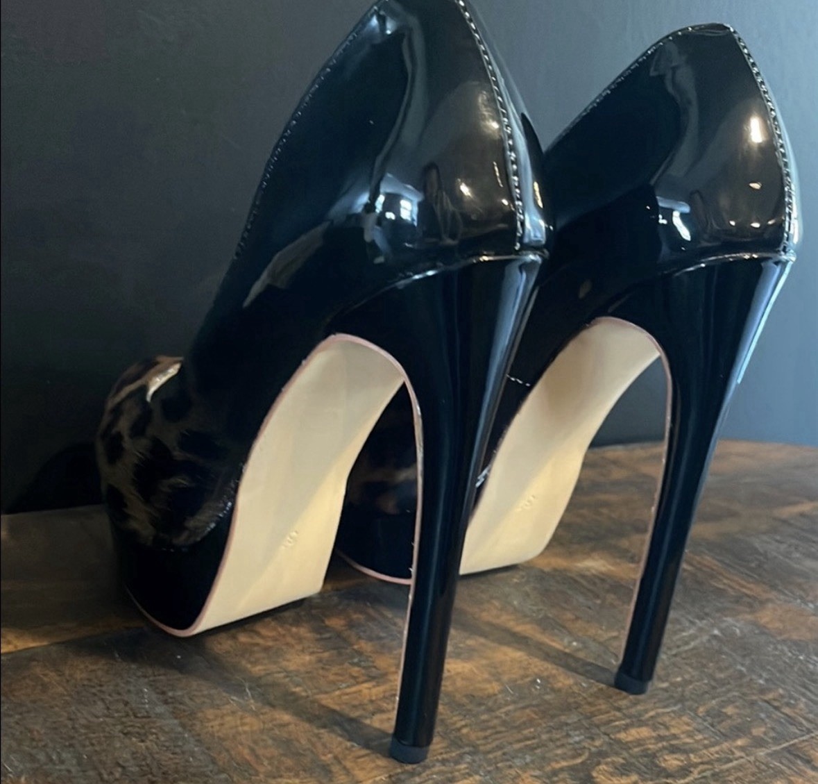 Leopard Print Patent Leather Heels - Size 6.5 US / 37 - photo 5