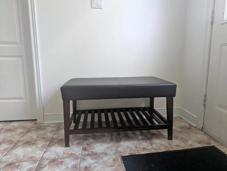 Entryway Shoe Storage Bench | Padded Seat | Dark Espresso Wood |