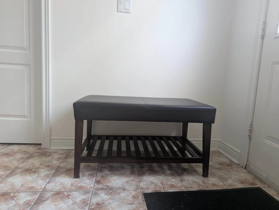 Entryway Shoe Storage Bench | Padded Seat | Dark Espresso Wood | - photo 2