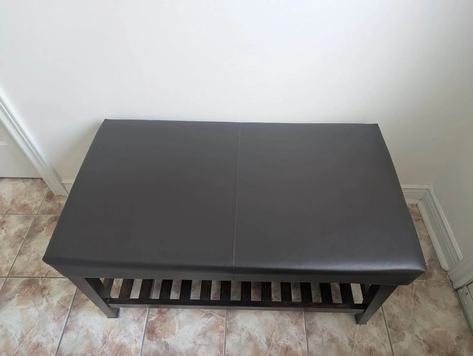 Entryway Shoe Storage Bench | Padded Seat | Dark Espresso Wood | - photo 4
