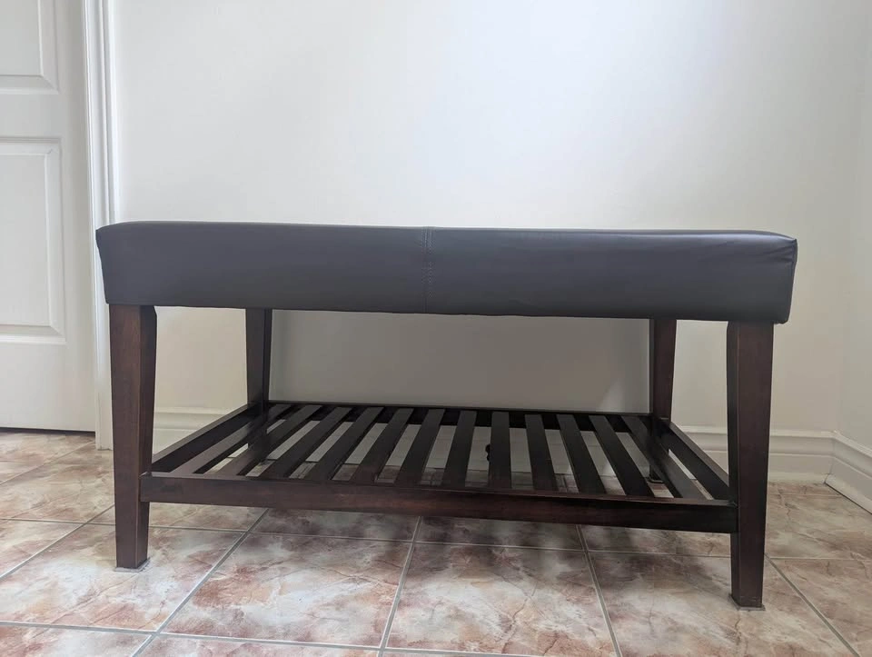 Entryway Shoe Storage Bench | Padded Seat | Dark Espresso Wood | - photo 5