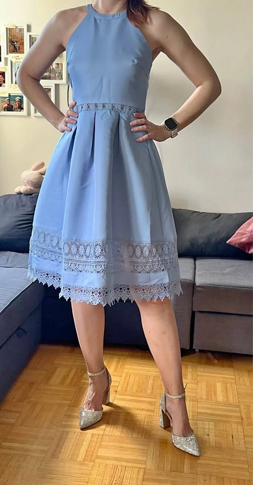 Blue A-line Dress - Size UK 10 (US M)