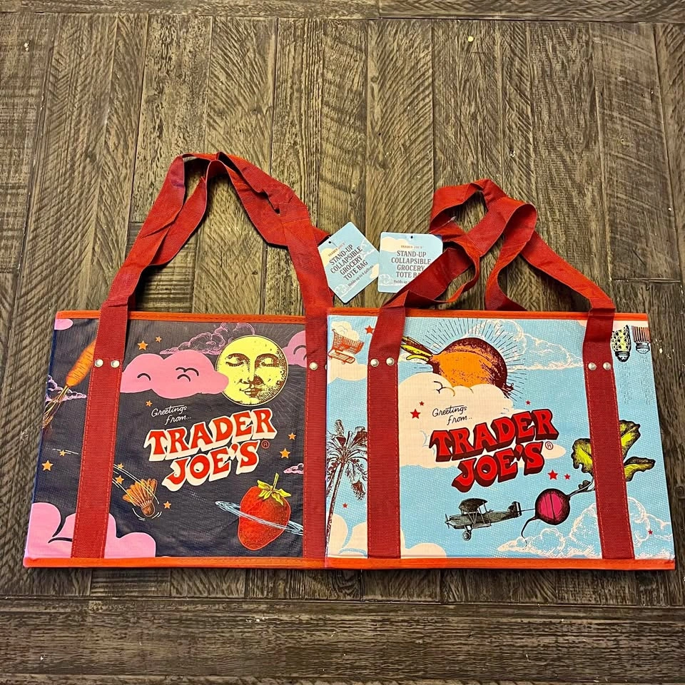 Trader Joe's Stand Up Collapsible Grocery Tote Bag (2-Pack)