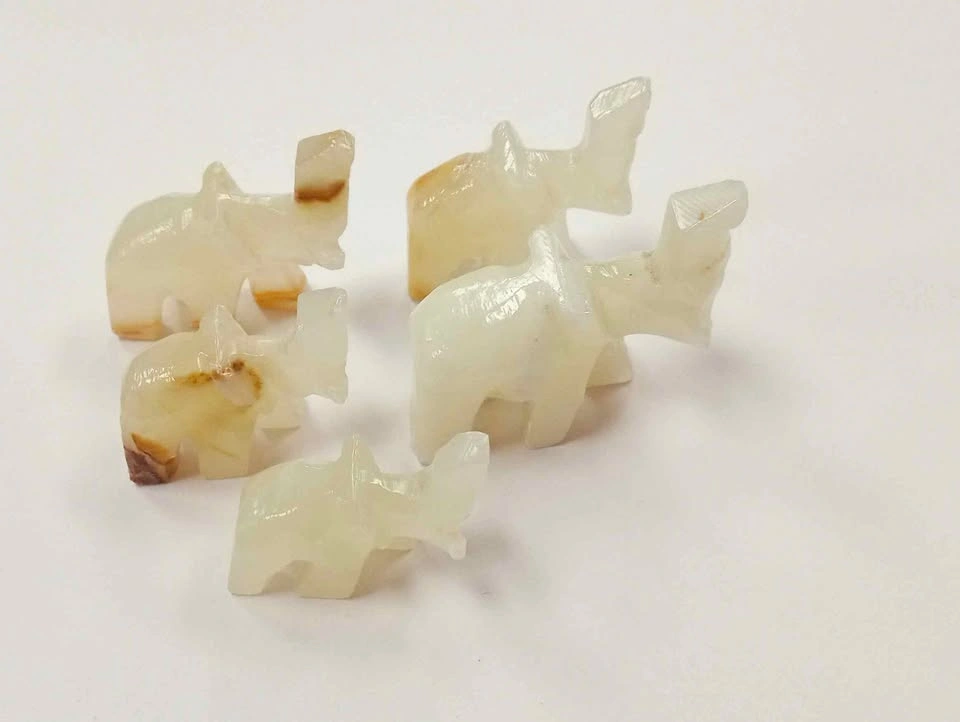 Elephant Figurines Made of Stone Vintage