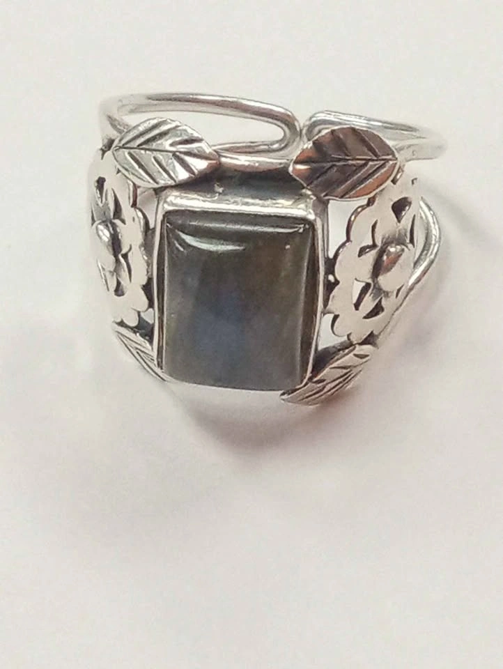 Vintage Hand Crafted Ring Sterling Silver 925 Labradorite Adjust - photo 2