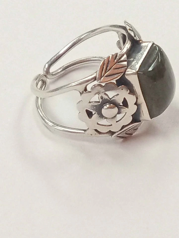 Vintage Hand Crafted Ring Sterling Silver 925 Labradorite Adjust - photo 3