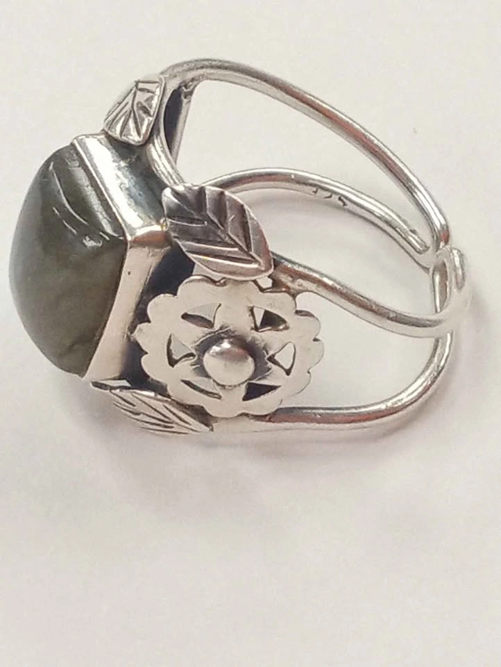 Vintage Hand Crafted Ring Sterling Silver 925 Labradorite Adjust - photo 5