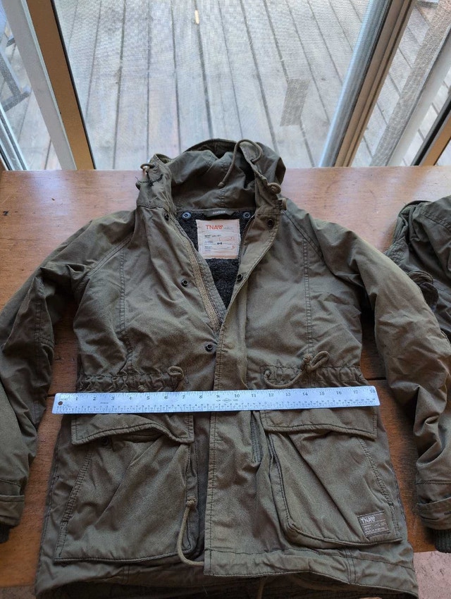 TNA Griffith Military Jacket women's small green zip out liner