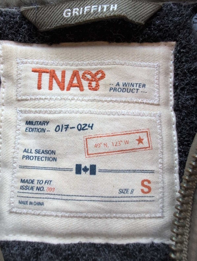 TNA Griffith Military Jacket women's small green zip out liner - photo 2