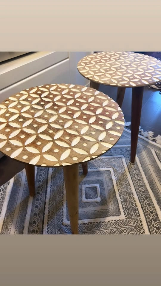 Two Boho Solid Mango Wood Side Tables - photo 2